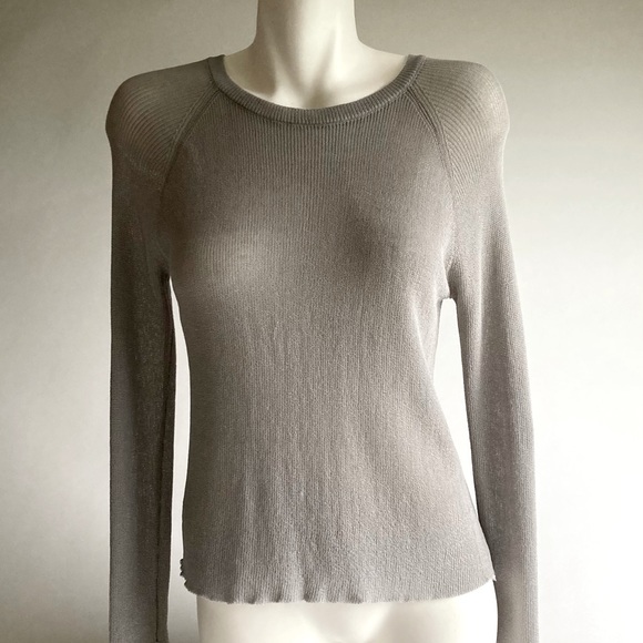 New Eileen Fisher Grey Viscose Nylon Crewneck Long Sleeve Top size M - Picture 1 of 8